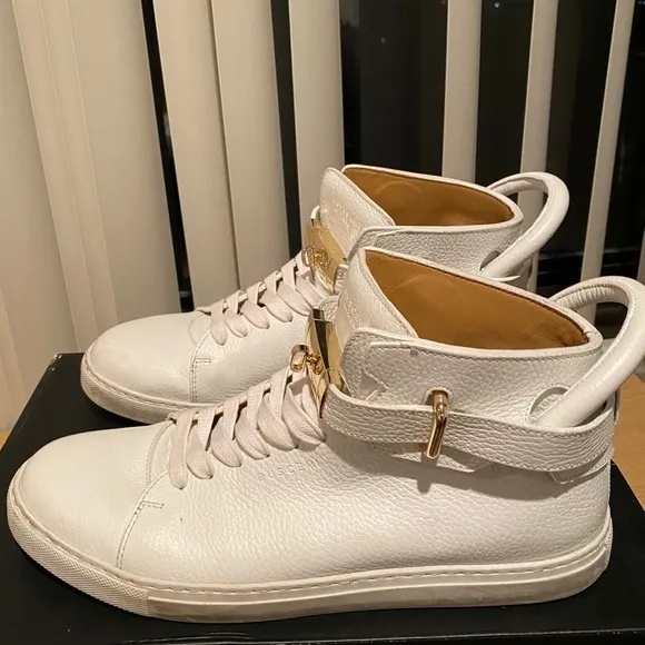 Buscemi Alce Leather High-Top Sneakers White 10