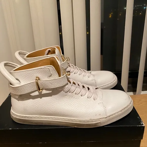 Buscemi Alce Leather High-Top Sneakers White 10