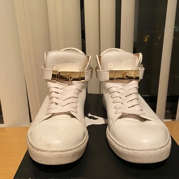 Buscemi Alce Leather High-Top Sneakers White 10