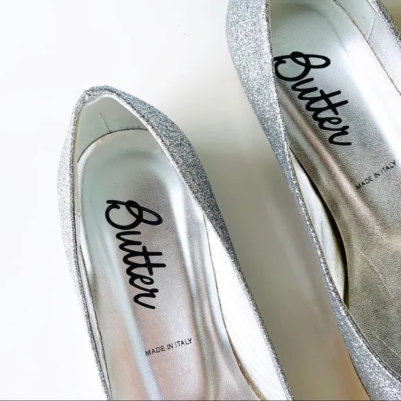 Butter Italy silver glitter ballet flats