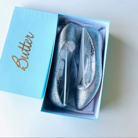 Butter Italy silver glitter ballet flats