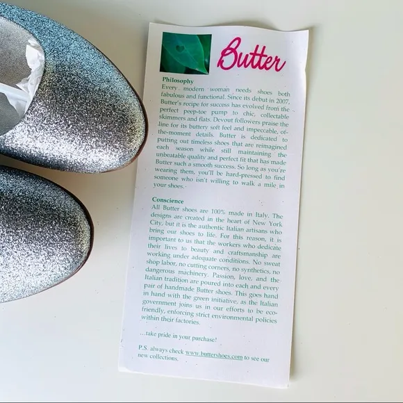 Butter Italy silver glitter ballet flats