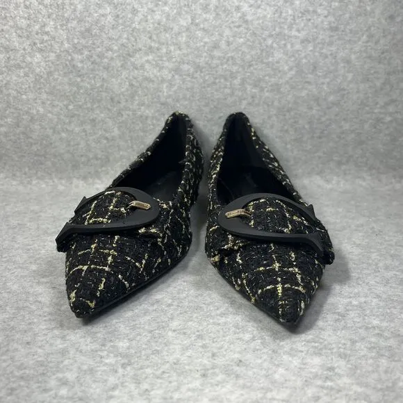 C. Paravano C Buckle Tweed Flats Aida Women’s EU 41 US 10.5 Pointed Toe Low Heel