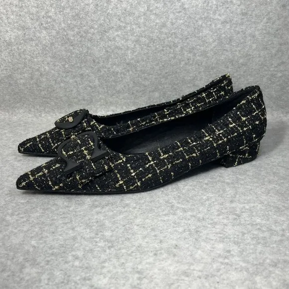C. Paravano C Buckle Tweed Flats Aida Women’s EU 41 US 10.5 Pointed Toe Low Heel
