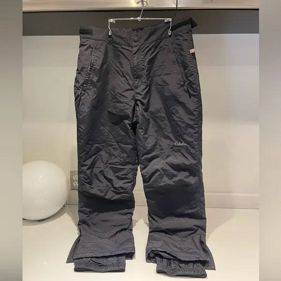 Cabelas Primaloft Pants Black Ski Snow Board Leg Zip Nylon Mens Medium 36x30.5