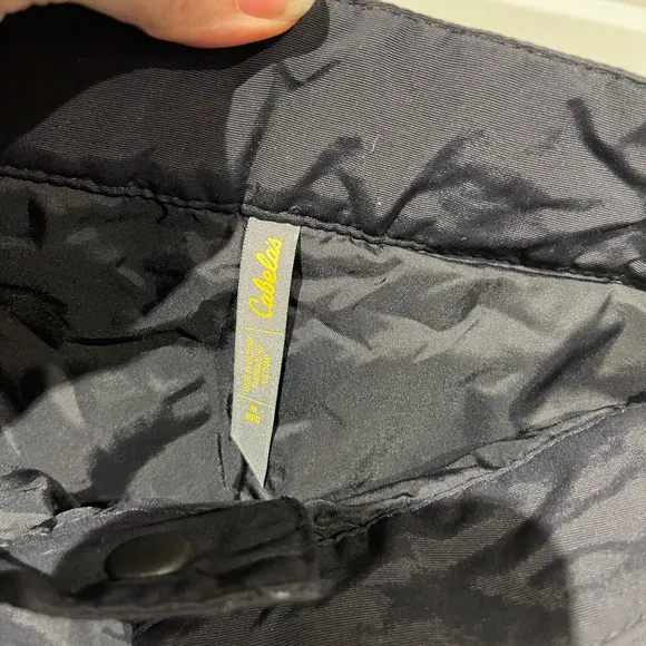Cabelas Primaloft Pants Black Ski Snow Board Leg Zip Nylon Mens Medium 36x30.5