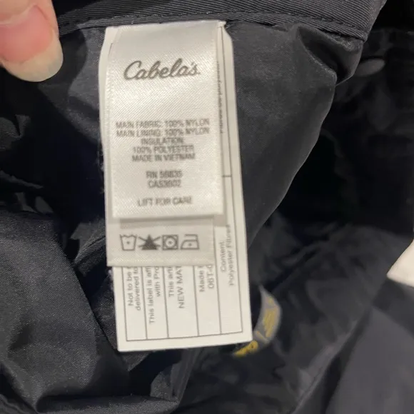 Cabelas Primaloft Pants Black Ski Snow Board Leg Zip Nylon Mens Medium 36x30.5