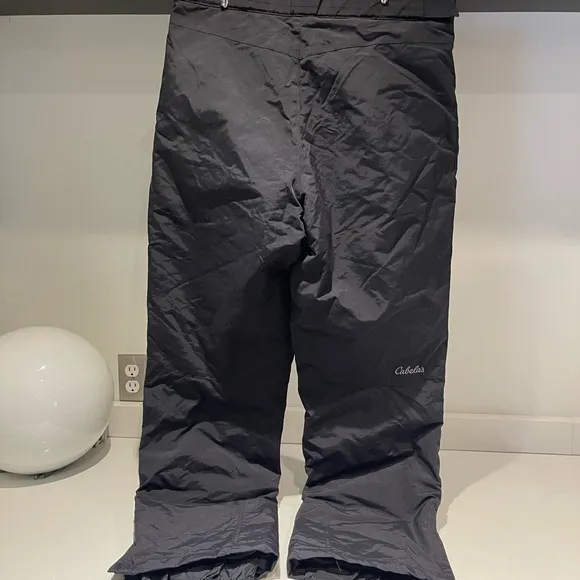 Cabelas Primaloft Pants Black Ski Snow Board Leg Zip Nylon Mens Medium 36x30.5