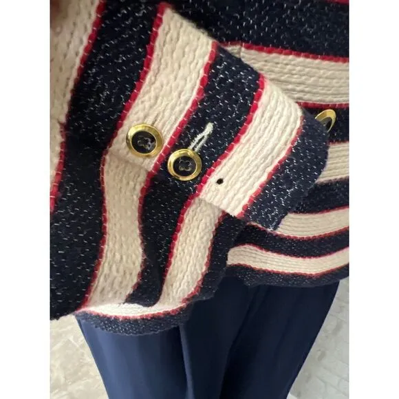 Cabi Women Cruise Nautical Striped Double Breasted Blazer Size 6