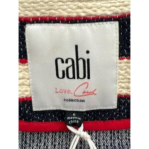 Cabi Women Cruise Nautical Striped Double Breasted Blazer Size 6