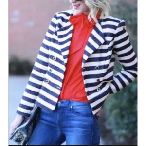 Cabi Women Cruise Nautical Striped Double Breasted Blazer Size 6