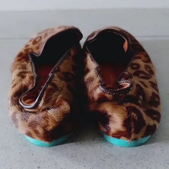 Calf Hair Leopard Print Ballet Flats