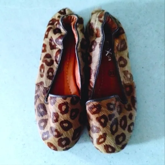 Calf Hair Leopard Print Ballet Flats