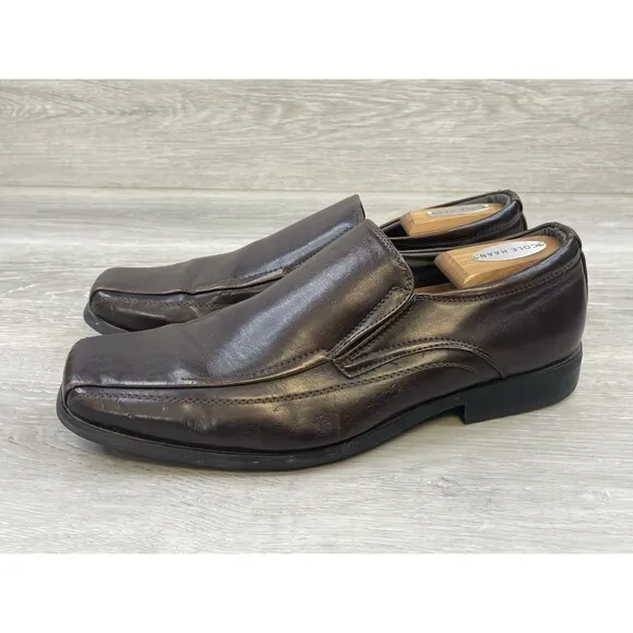 Call It Spring Men's Loafers US 10 Brown Leather Square Toe Slip-On Dress Shoes