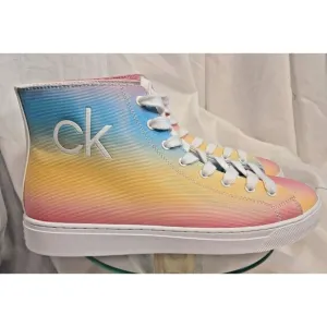 CALVIN KLEIN Women's Multi Color Rainbow  GIGI High Top Sneakers 9M