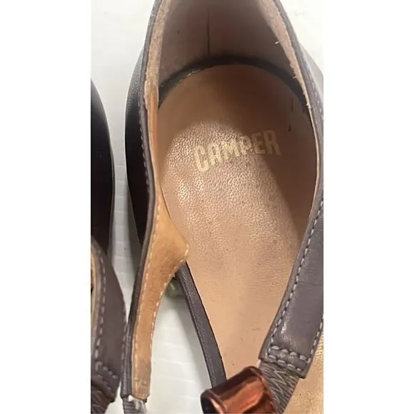 Camper Isadora Colorblock Mettalic Patent Leather Pattern Flats Size 38‎