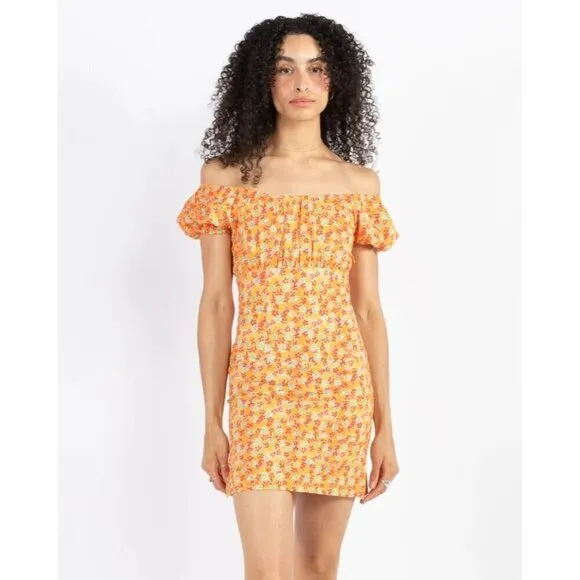 Caroline Constas Calla Mini Dress in Orange Medium Womens floral