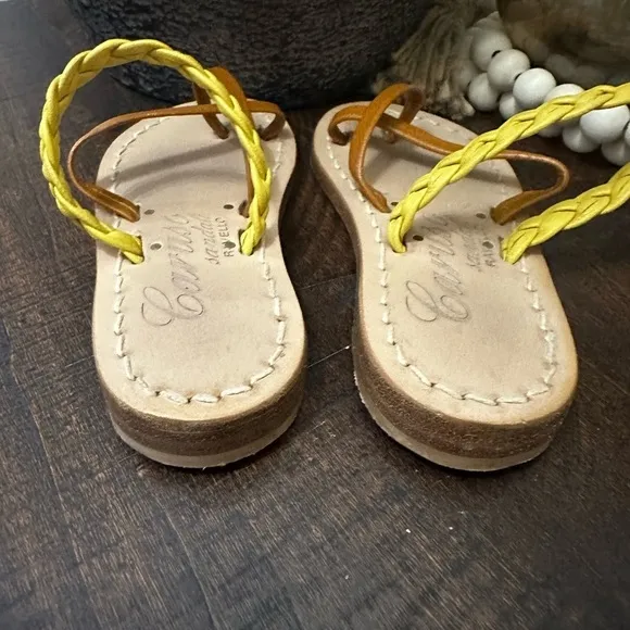 Caruso Sandali Ravello Italian Sandals Girls Sz 25 8 Gold Double Strap Flat