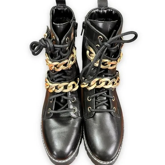 Carvela Kurt Geiger NWT Black Leather Lug Sole Y2K 90s Moto Boot Women's 5.5