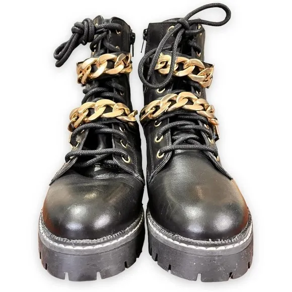 Carvela Kurt Geiger NWT Black Leather Lug Sole Y2K 90s Moto Boot Women's 5.5