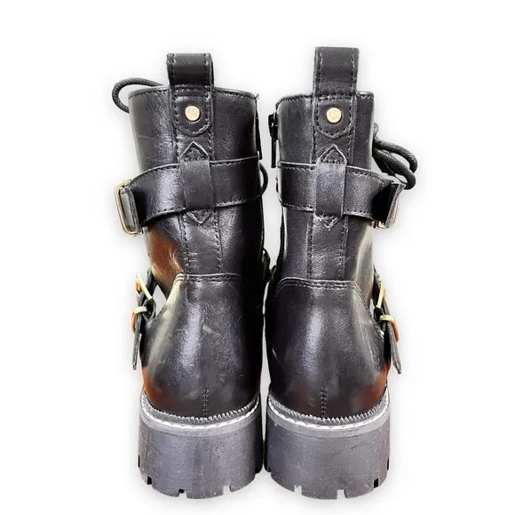 Carvela Kurt Geiger NWT Black Leather Lug Sole Y2K 90s Moto Boot Women's 5.5