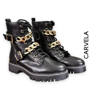 Carvela Kurt Geiger NWT Black Leather Lug Sole Y2K 90s Moto Boot Women's 5.5