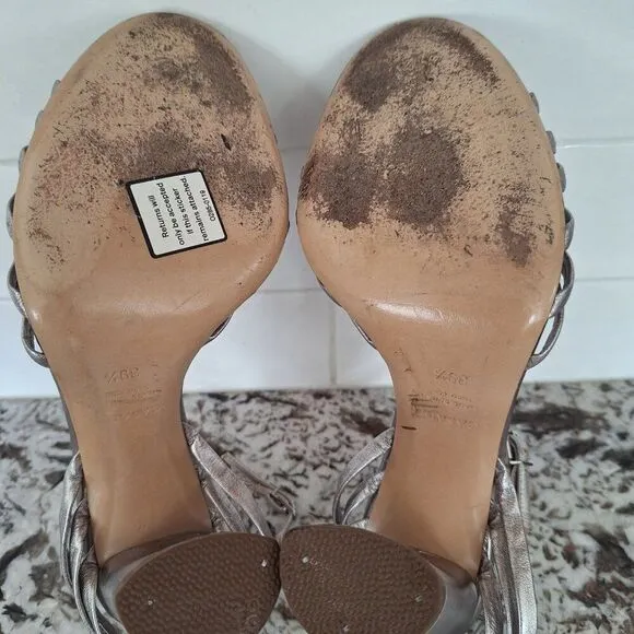 Casadei Metallic Strappy Heel Sandals - Size 39.5 EUR/9.5 US