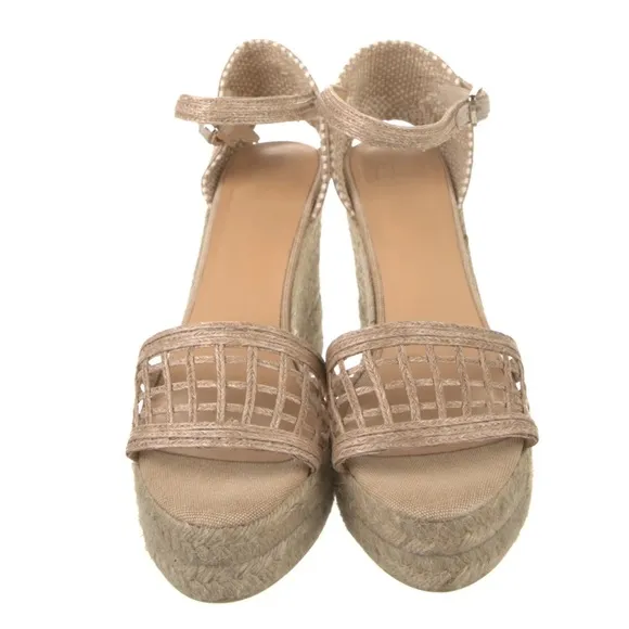 Castañer Canvas NWT Espadrilles with Jute Trim Platform with wrap around Strap.