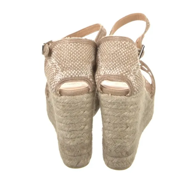 Castañer Canvas NWT Espadrilles with Jute Trim Platform with wrap around Strap.