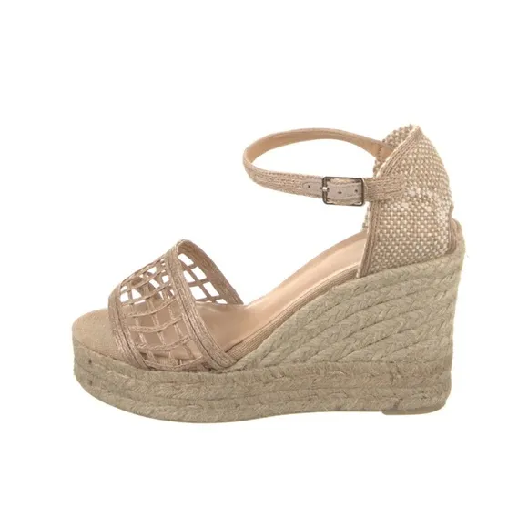 Castañer Canvas NWT Espadrilles with Jute Trim Platform with wrap around Strap.