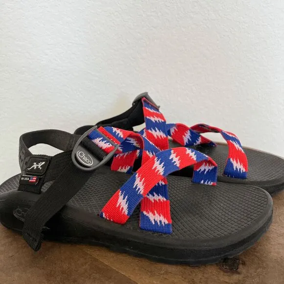 Chaco Grateful Dead Red White Blue Skull Strappy Sandals Men's 9