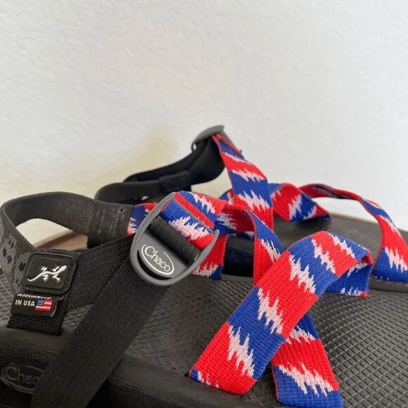 Chaco Grateful Dead Red White Blue Skull Strappy Sandals Men's 9