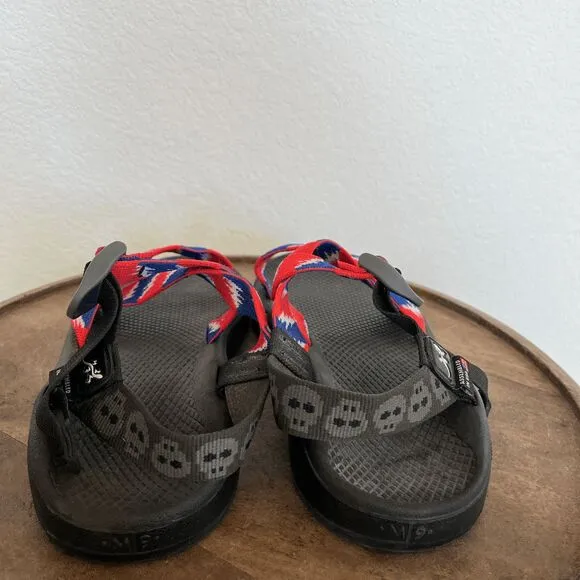 Chaco Grateful Dead Red White Blue Skull Strappy Sandals Men's 9