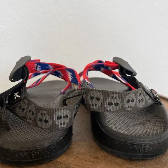 Chaco Grateful Dead Red White Blue Skull Strappy Sandals Men's 9