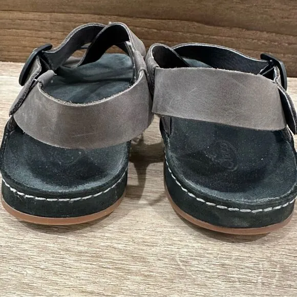 Chaco Wayfarer Tornado leather sandals taupe gray strappy flats size 9