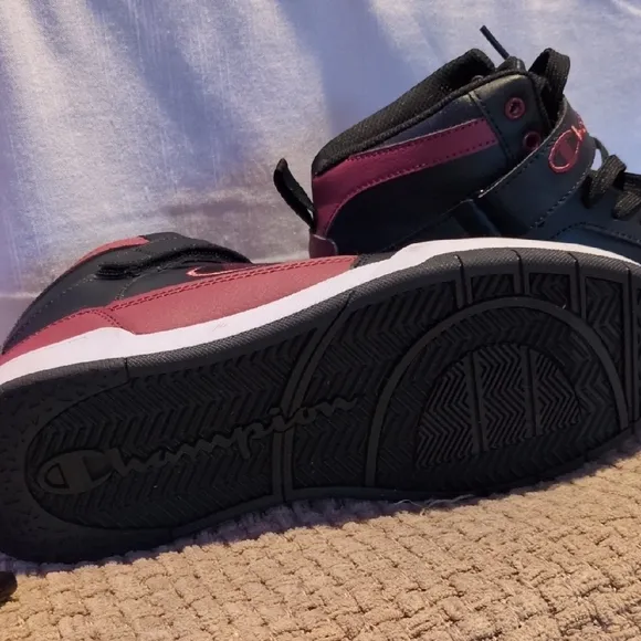 Champion Black and Red High-Top Sneakers