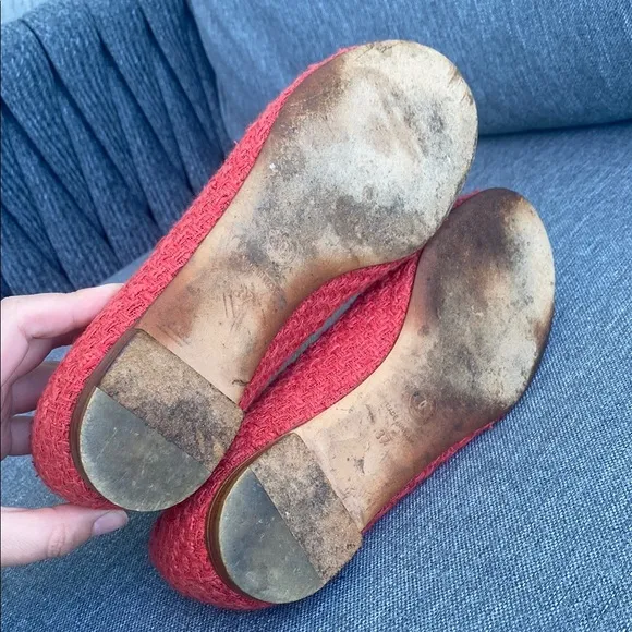 Chanel Red Tweed Ballet Flats