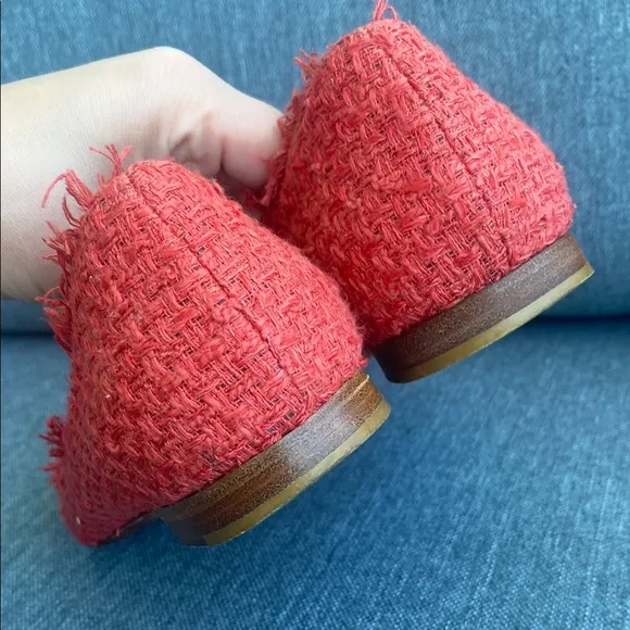 Chanel Red Tweed Ballet Flats