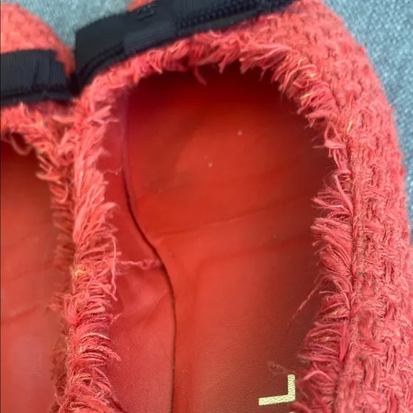 Chanel Red Tweed Ballet Flats