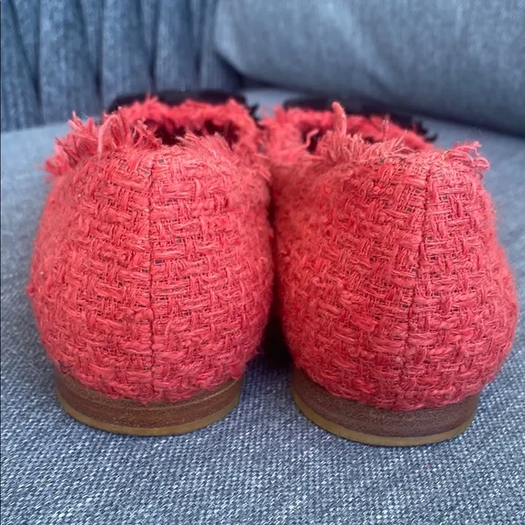 Chanel Red Tweed Ballet Flats