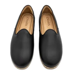 Charix Black Leather Loafers Black Slip Ons women  us 8.5