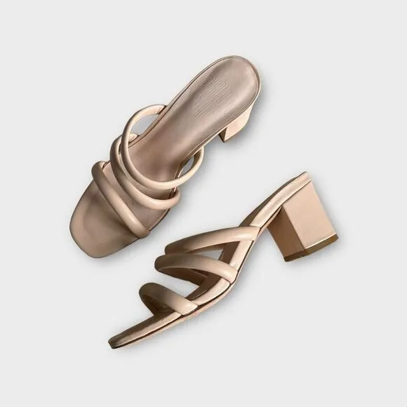 Charlotte Stone &quot;Belle&quot; Strappy Block Low Heel Sandals Size 6
