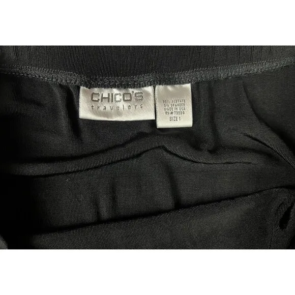 Chico's Travelers A-Line Maxi Skirt  Women's M 8-10 (1)  Black Pieced  Business
