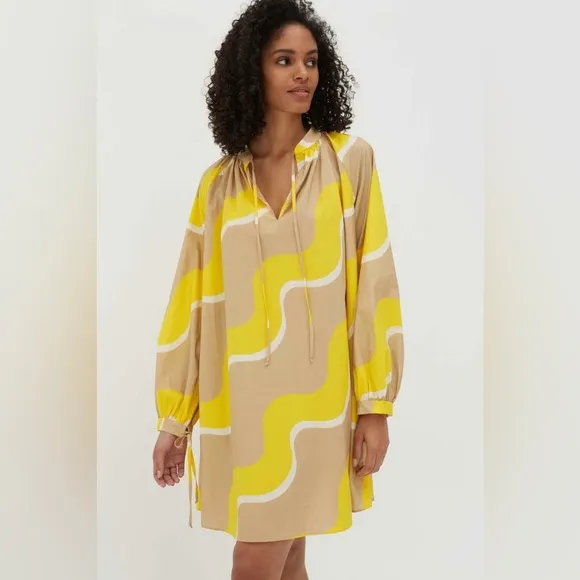 Chinti &amp; Parker x RTR | Wave Cotton-Poplin Smock Dress size 2