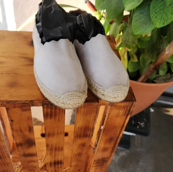 Chloe Gray Scalloped Suede Espadrilles