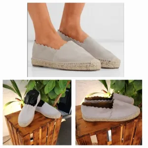 Chloe Gray Scalloped Suede Espadrilles