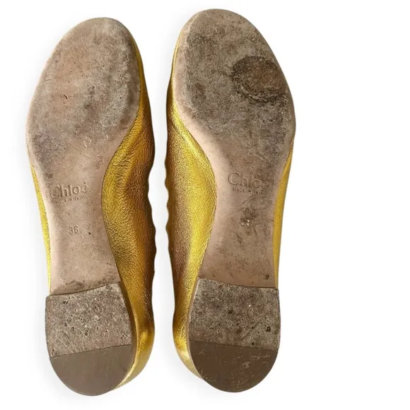 Chloe • Lauren Scalloped Gold Ballet Flats