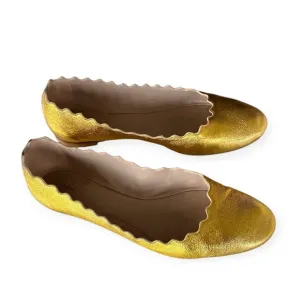 Chloe • Lauren Scalloped Gold Ballet Flats