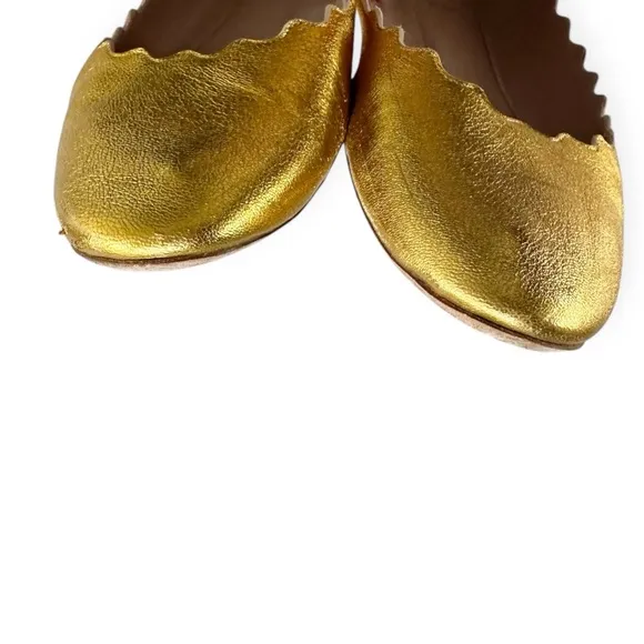 Chloe • Lauren Scalloped Gold Ballet Flats
