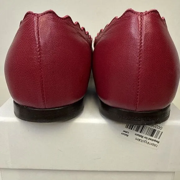 Chloe Lauren Scalloped Leather Ballet Flats Red Size EU 35.5 US 5.5